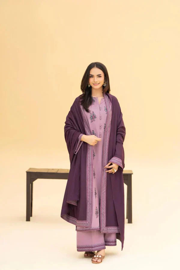 ZARAQ SHAWL 3PC - Desi Rang
