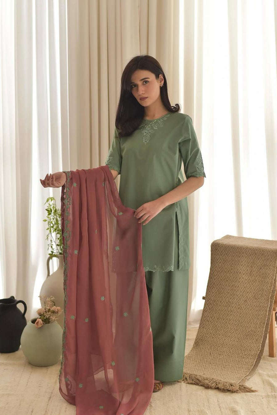 EID SPECIAL AIRA GREEN 3PC - Desi Rang