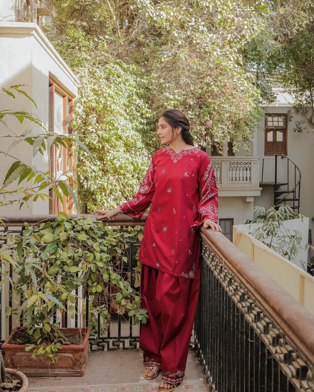 NISHA EMB CORD SETS ( FARSHI SHALWAR) - Desi Rang