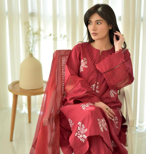 HORIYA MEHROON CORD SET - Desi Rang