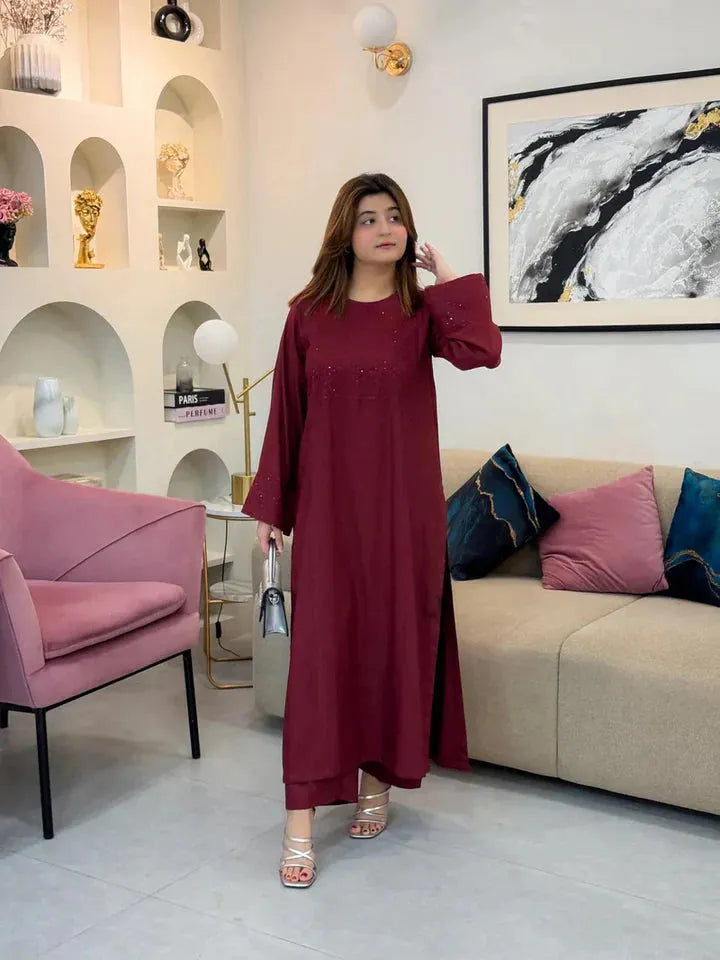 ANGEL MEHROON SET - Desi Rang