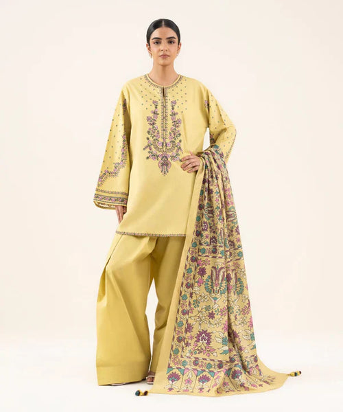 AYEL KHADAR 3PC ( FARSHI SHALWAR ) - Desi Rang