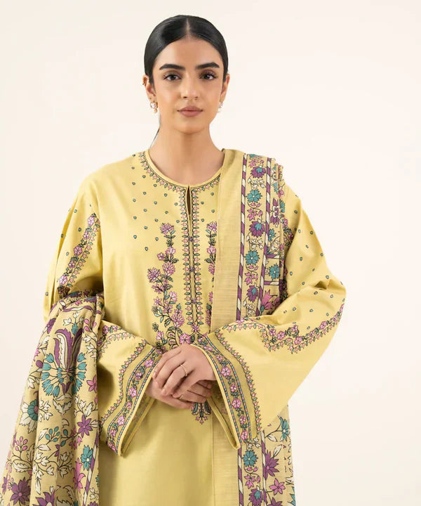 AYEL KHADAR 3PC ( FARSHI SHALWAR ) - Desi Rang