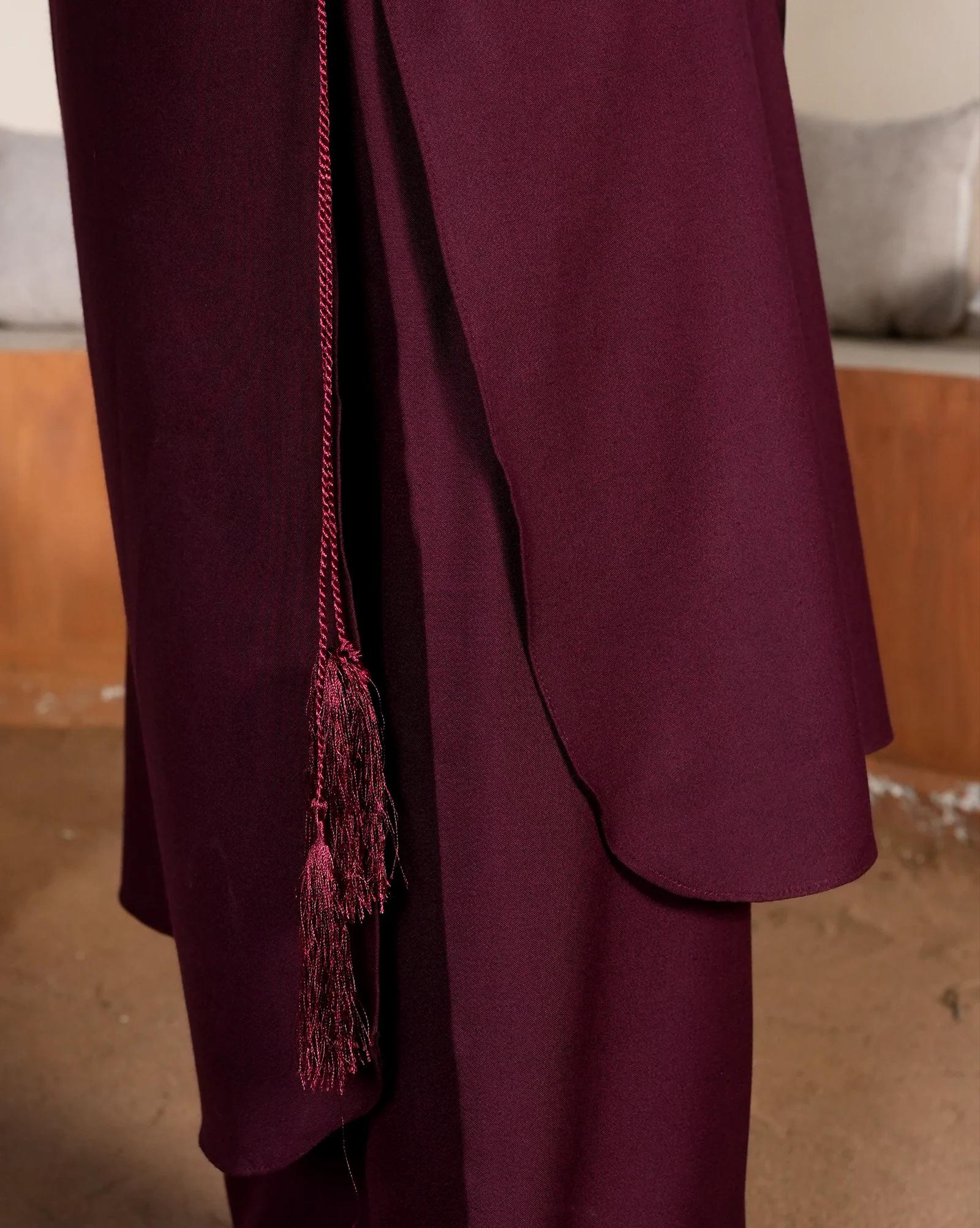 SOLID MEHROON DHANAK SET - Desi Rang