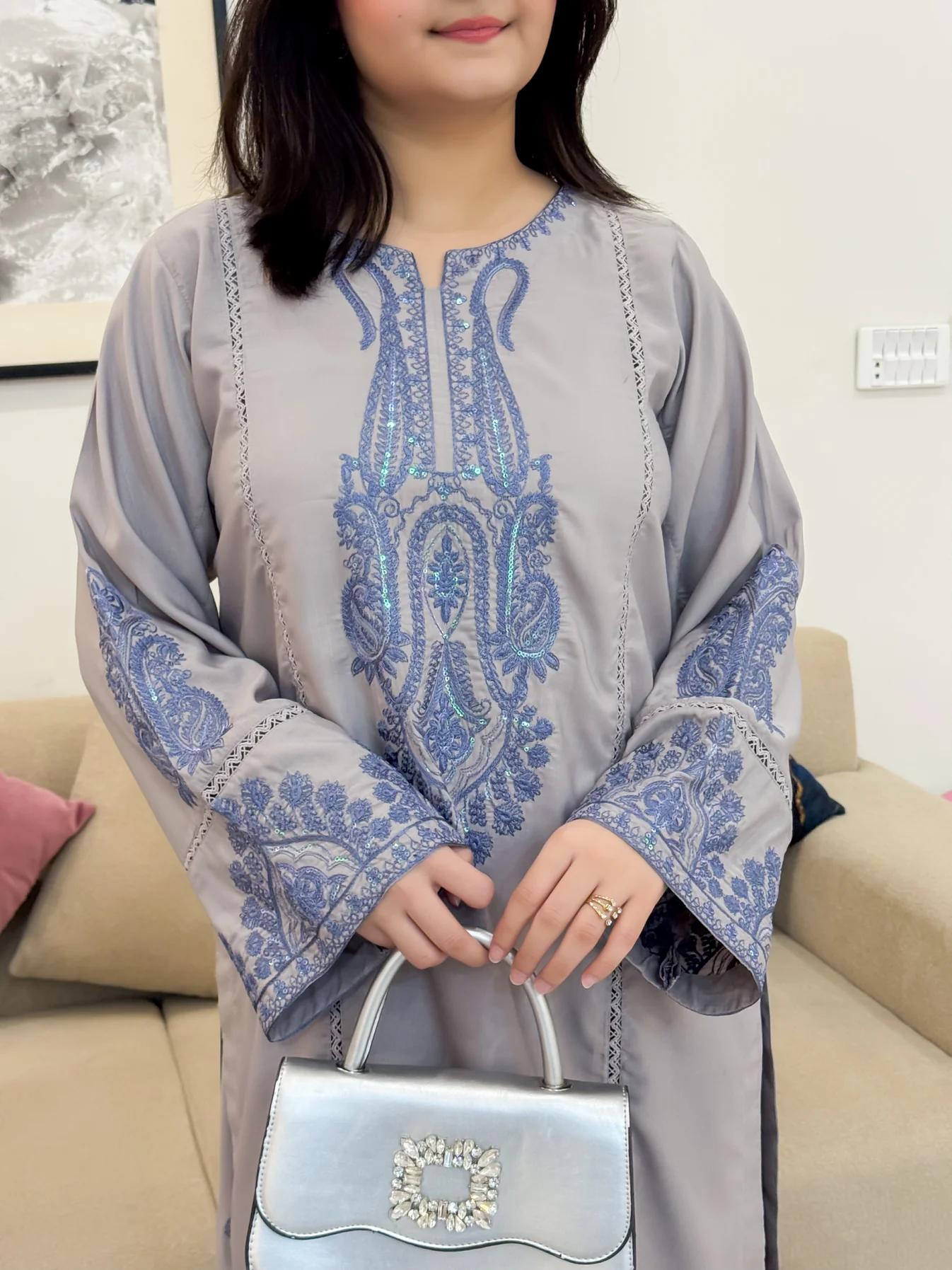 ALIYA EMB SET ( FARSHI SHALWAR ) - Desi Rang