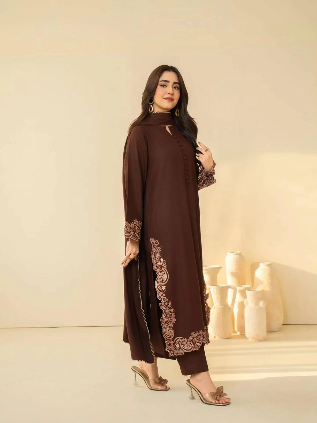 TIRAZ SHAWL 3PC - Desi Rang