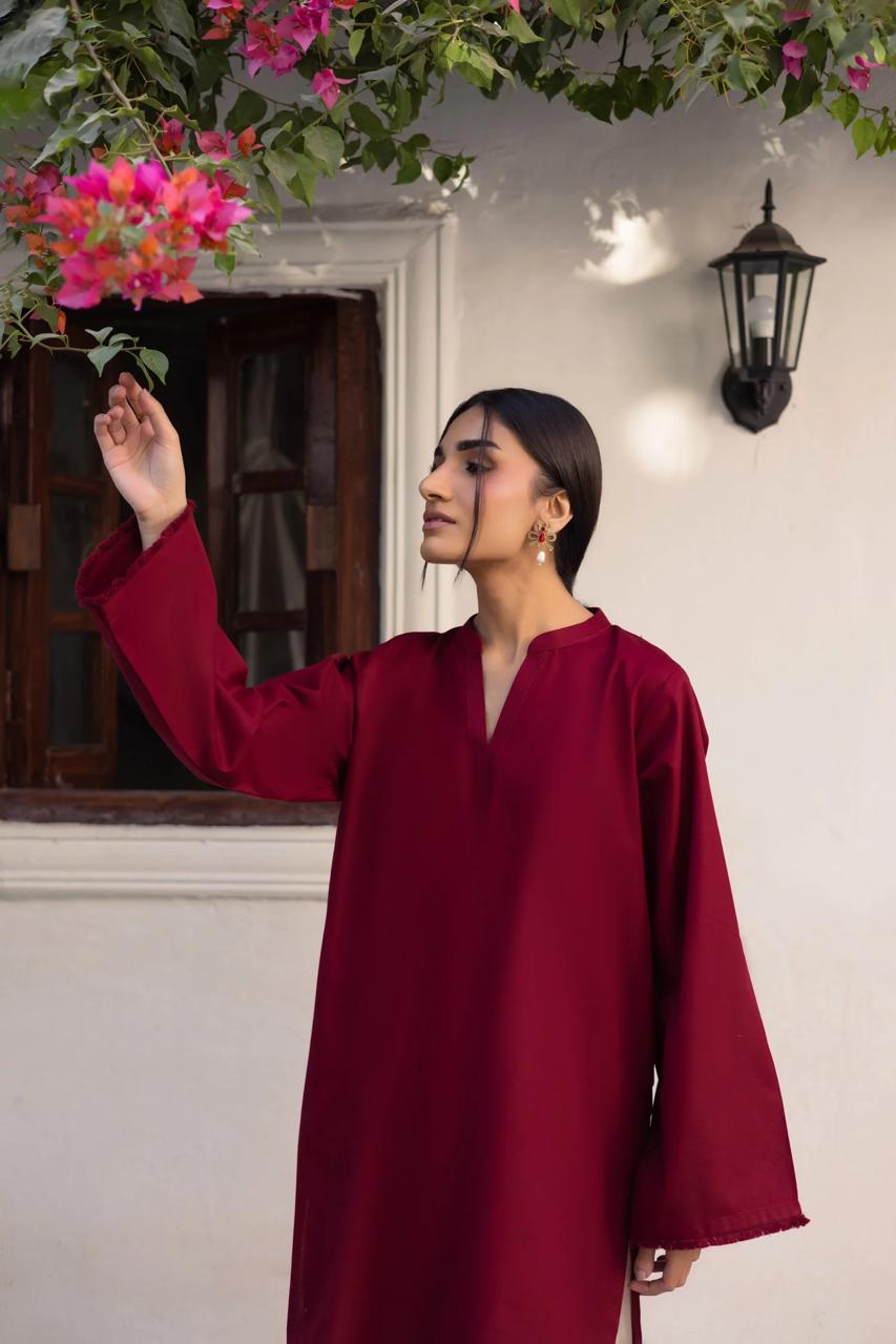 MEHROON EMD DHANAK 2PC - Desi Rang
