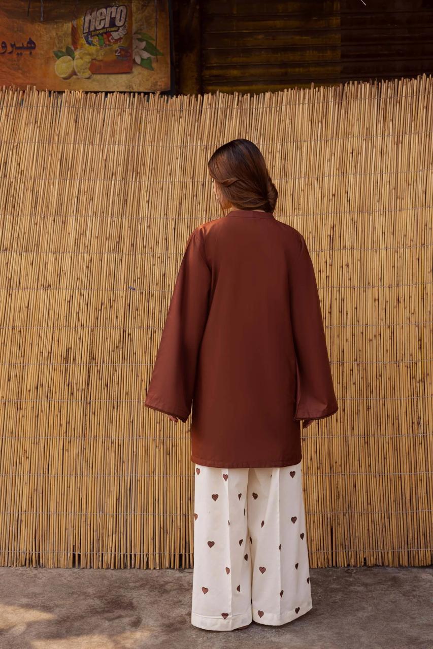 BROWN EMD DHANAK 2PC - Desi Rang
