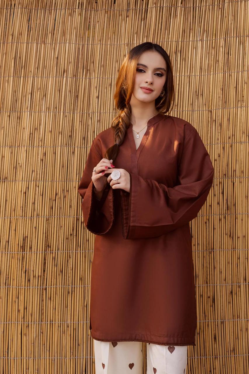 BROWN EMD DHANAK 2PC - Desi Rang