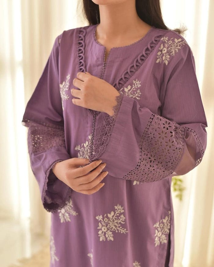 HORIYA PURPLE LAWN 3PC - Desi Rang