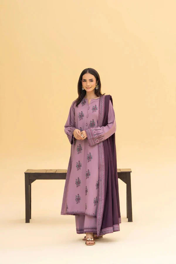 ZARAQ SHAWL 3PC - Desi Rang