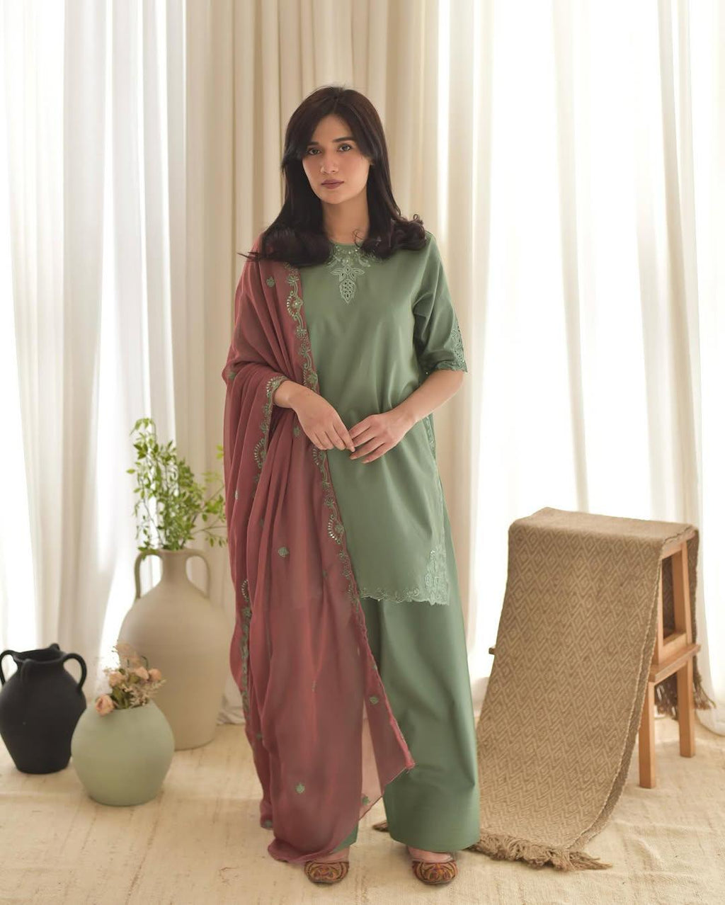 EID SPECIAL AIRA GREEN 3PC - Desi Rang