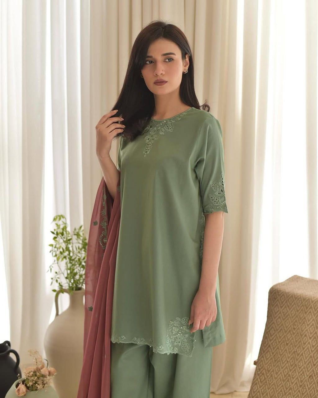 EID SPECIAL AIRA GREEN 3PC - Desi Rang