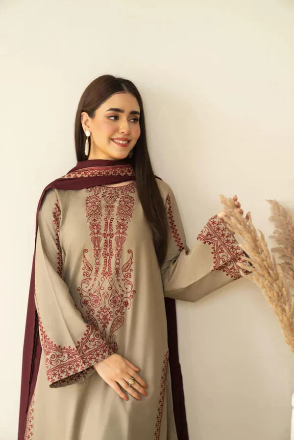 MARINA SHAWL 3PC ( FARSHI SHALWAR ) - Desi Rang