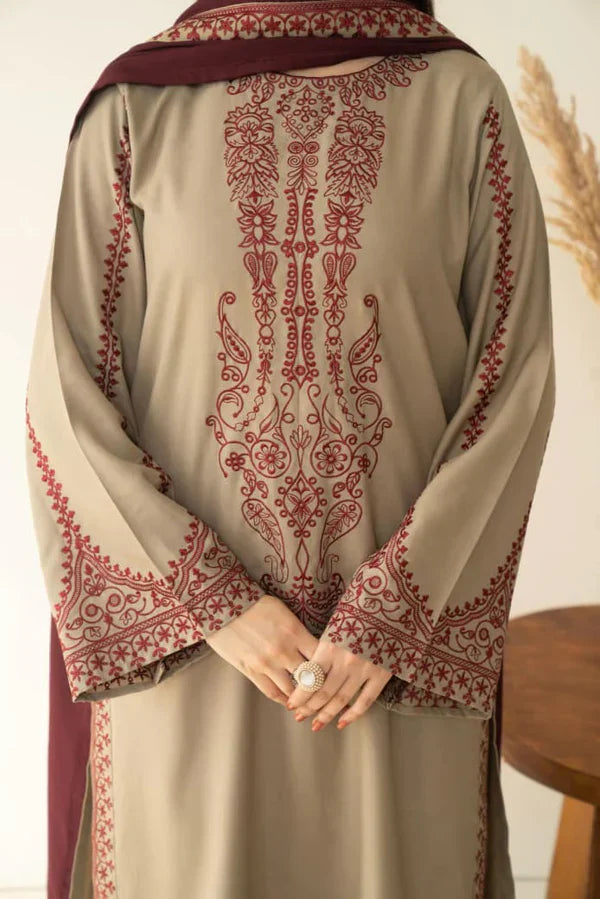 MARINA SHAWL 3PC ( FARSHI SHALWAR ) - Desi Rang